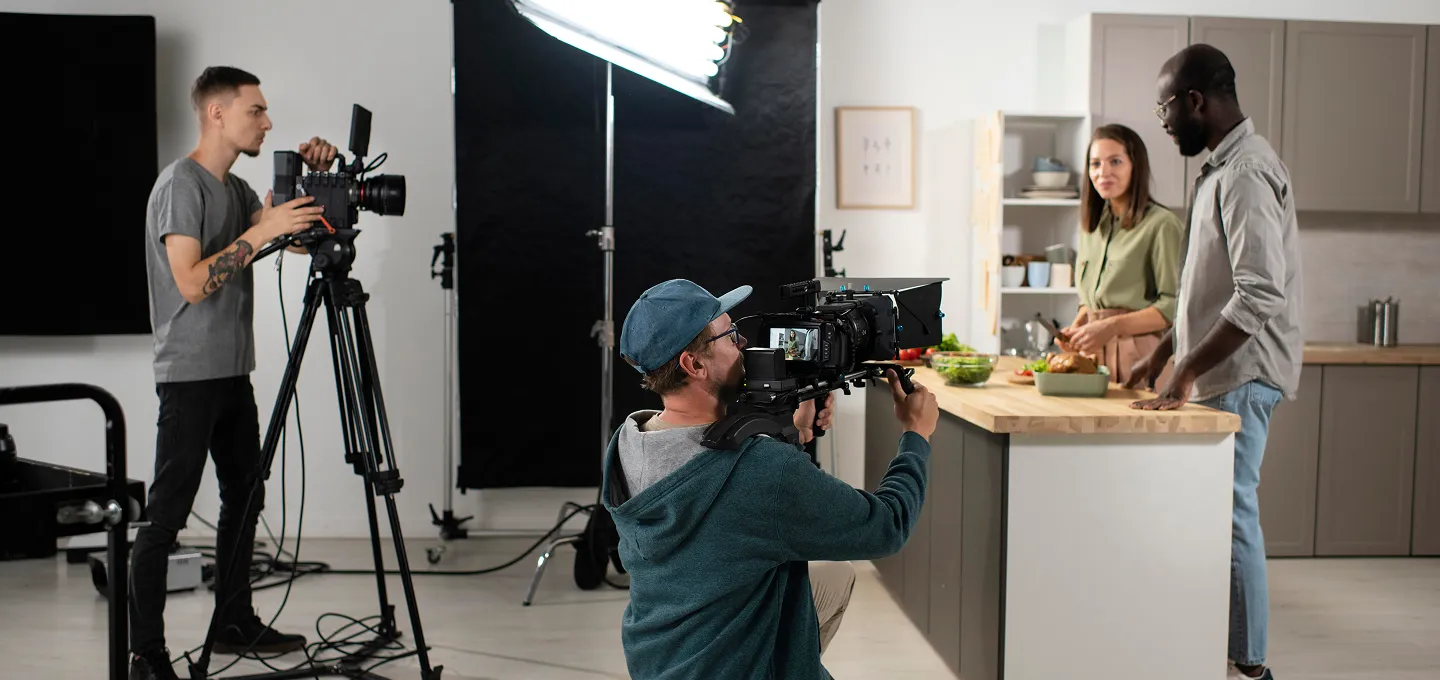 Behind the scenes of a professional TV commercial production shoot
