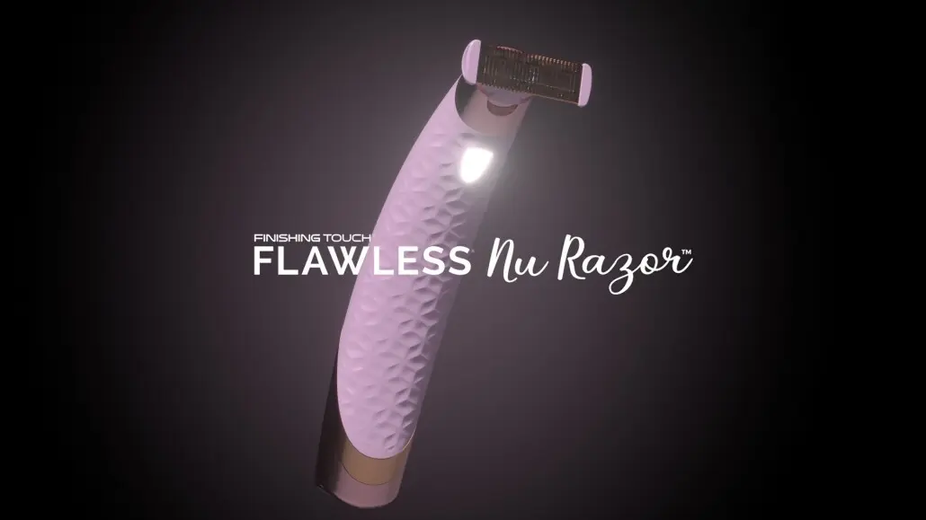 Flawless Nu Razor product animation with the pink razor and logo